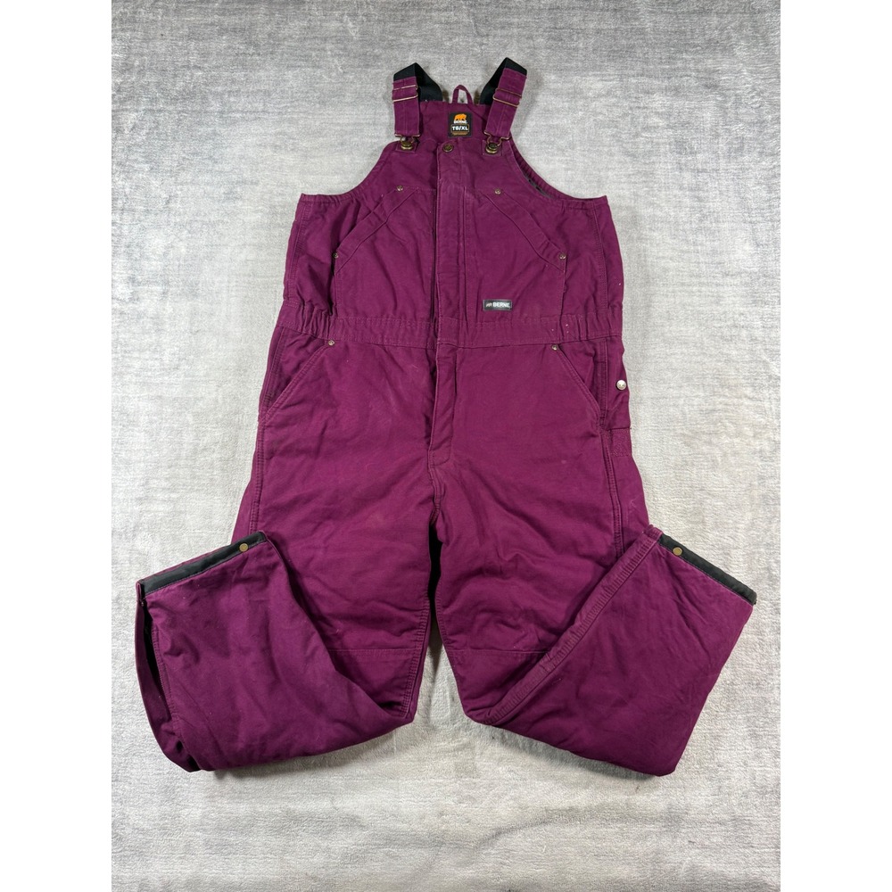 Berne Overalls Youth XL 18-20 Purple Duck Canvas Insulated Bib Winter Workwear